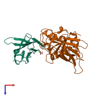 PDB entry 3byy coloured by chain, top view.
