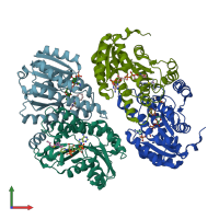 PDB entry 3byz coloured by chain, front view.