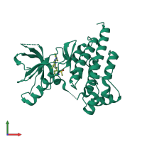 PDB entry 3bz3 coloured by chain, front view.