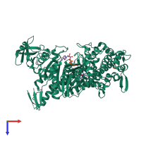 PDB entry 3bz9 coloured by chain, top view.