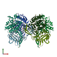 PDB entry 3bzw coloured by chain, front view.