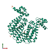 Homo dimeric assembly 1 of PDB entry 3c07 coloured by chemically distinct molecules, front view.