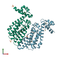 PDB entry 3c07 coloured by chain, front view.