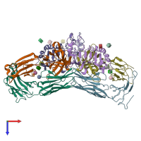 PDB entry 3c09 coloured by chain, top view.