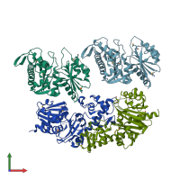 PDB entry 3c0b coloured by chain, front view.