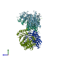 PDB entry 3c0b coloured by chain, side view.