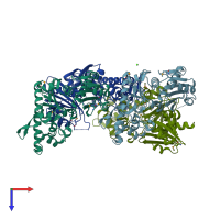PDB entry 3c0b coloured by chain, top view.