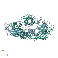 PDB entry 3c0m coloured by chain, front view.