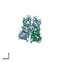 PDB entry 3c0o coloured by chain, side view.