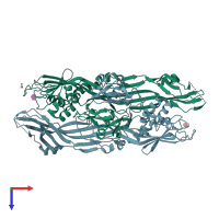 PDB entry 3c0o coloured by chain, top view.