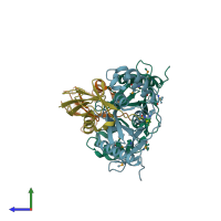 PDB entry 3c0r coloured by chain, side view.