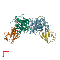 PDB entry 3c0r coloured by chain, top view.