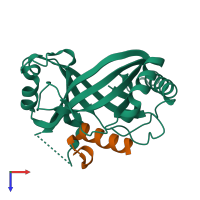 PDB entry 3c0t coloured by chain, top view.
