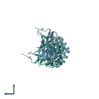 PDB entry 3c0u coloured by chain, side view.