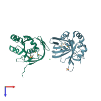 PDB entry 3c0u coloured by chain, top view.