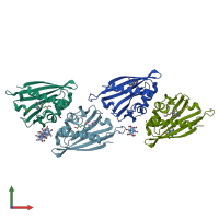 PDB entry 3c0v coloured by chain, front view.