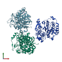 PDB entry 3c0y coloured by chain, front view.