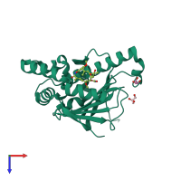 PDB entry 3c11 coloured by chain, top view.