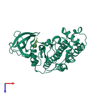 PDB entry 3c13 coloured by chain, top view.