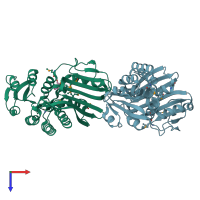 PDB entry 3c1a coloured by chain, top view.