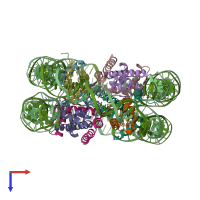 PDB entry 3c1c coloured by chain, top view.