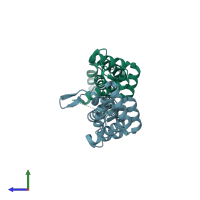 PDB entry 3c1d coloured by chain, side view.