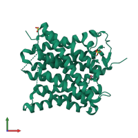 PDB entry 3c1g coloured by chain, front view.