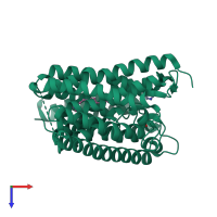 PDB entry 3c1h coloured by chain, top view.