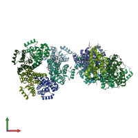 PDB entry 3c1l coloured by chain, front view.