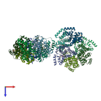 PDB entry 3c1l coloured by chain, top view.