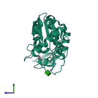 PDB entry 3c1u coloured by chain, side view.