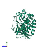 PDB entry 3c1x coloured by chain, side view.