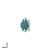 PDB entry 3c1y coloured by chain, side view.