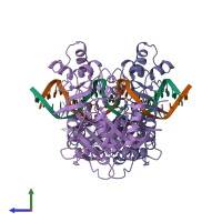 PDB entry 3c25 coloured by chain, side view.