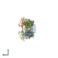 PDB entry 3c2a coloured by chain, side view.