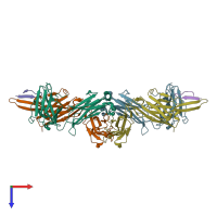 PDB entry 3c2a coloured by chain, top view.