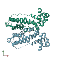 PDB entry 3c2b coloured by chain, front view.