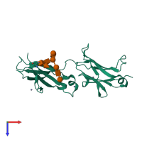 PDB entry 3c2s coloured by chain, top view.