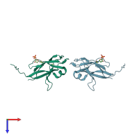 PDB entry 3c2t coloured by chain, top view.