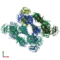 PDB entry 3c2w coloured by chain, front view.