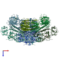 PDB entry 3c2w coloured by chain, top view.