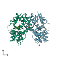PDB entry 3c32 coloured by chain, front view.