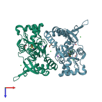 PDB entry 3c32 coloured by chain, top view.
