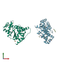 PDB entry 3c37 coloured by chain, front view.
