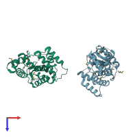 PDB entry 3c37 coloured by chain, top view.