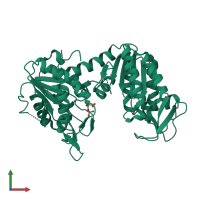 Monomeric assembly 2 of PDB entry 3c39 coloured by chemically distinct molecules, front view.