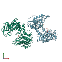 PDB entry 3c3a coloured by chain, front view.
