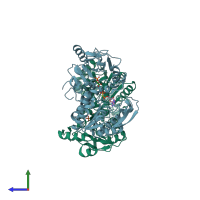 PDB entry 3c3a coloured by chain, side view.