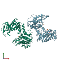 PDB entry 3c3b coloured by chain, front view.