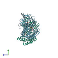 PDB entry 3c3b coloured by chain, side view.